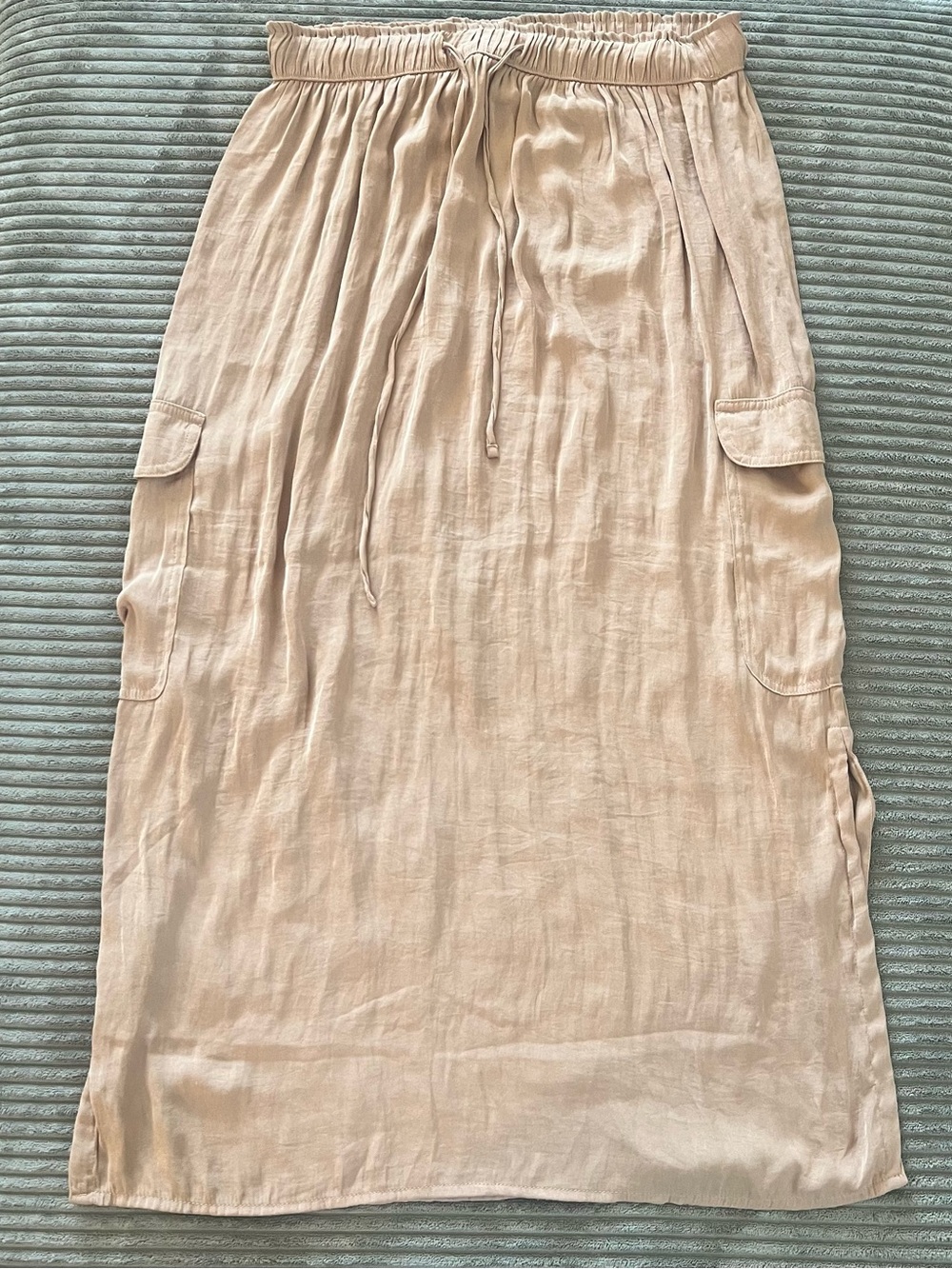 aerie Light Beige Maxi Skirt with Drawstring Waist